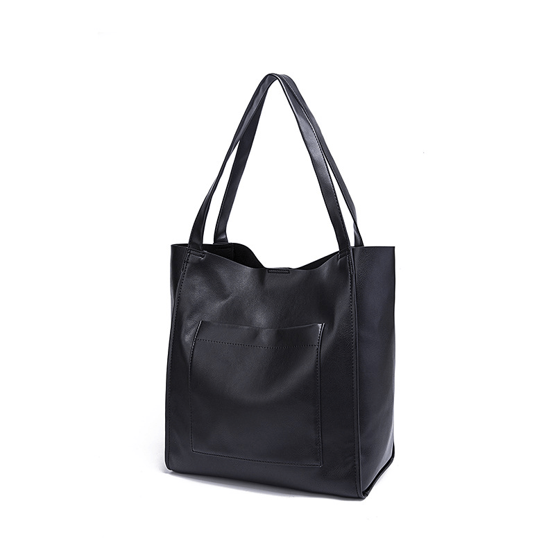 Retro Large Capacity Waxy Leather Tote Bag - Shah S. Sahota