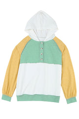 Color Block Quarter Button Hoodie - Shah S. Sahota