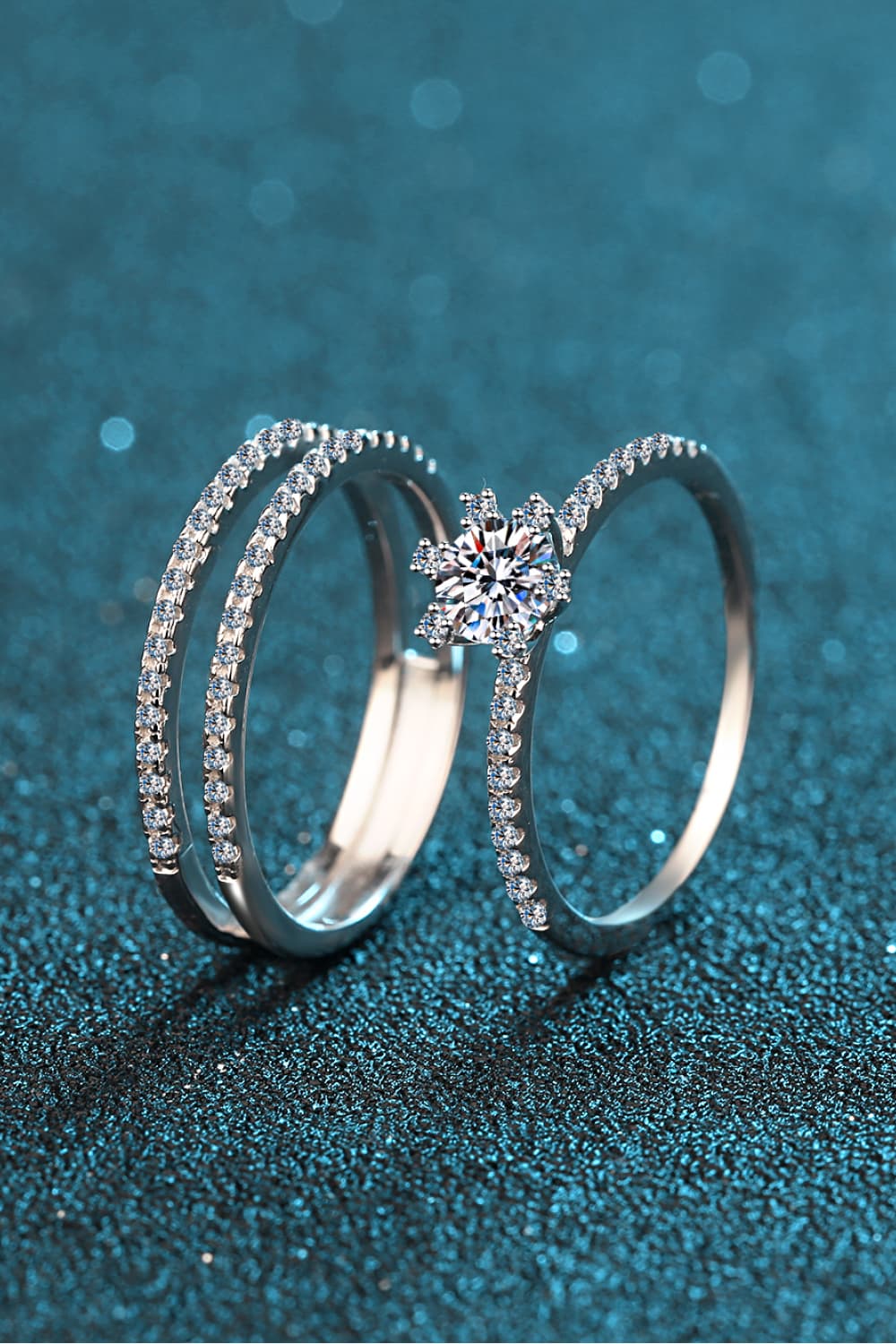 Moissanite 925 Sterling Silver Ring Set - Shah S. Sahota