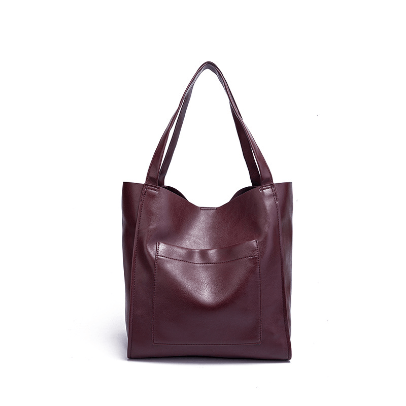 Retro Large Capacity Waxy Leather Tote Bag - Shah S. Sahota