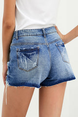 Distressed Button Fly Denim Shorts - Shah S. Sahota