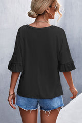 Flare Sleeve Round Neck Tee - Shah S. Sahota