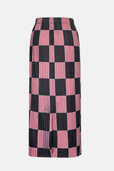 Checkered Accordion Pleated Midi Skirt - Shah S. Sahota