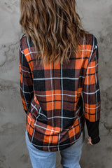Plaid Color Block Long Sleeve Top - Shah S. Sahota