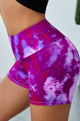 Tie-Dye Wide Waistband Yoga Shorts - Shah S. Sahota