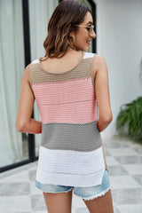 Color Block Slit Knit Tank - Shah S. Sahota