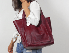 Retro Large Capacity Waxy Leather Tote Bag - Shah S. Sahota