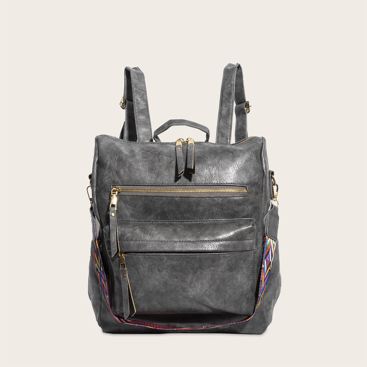 Women's Retro Vertical Square Backpack - Shah S. Sahota