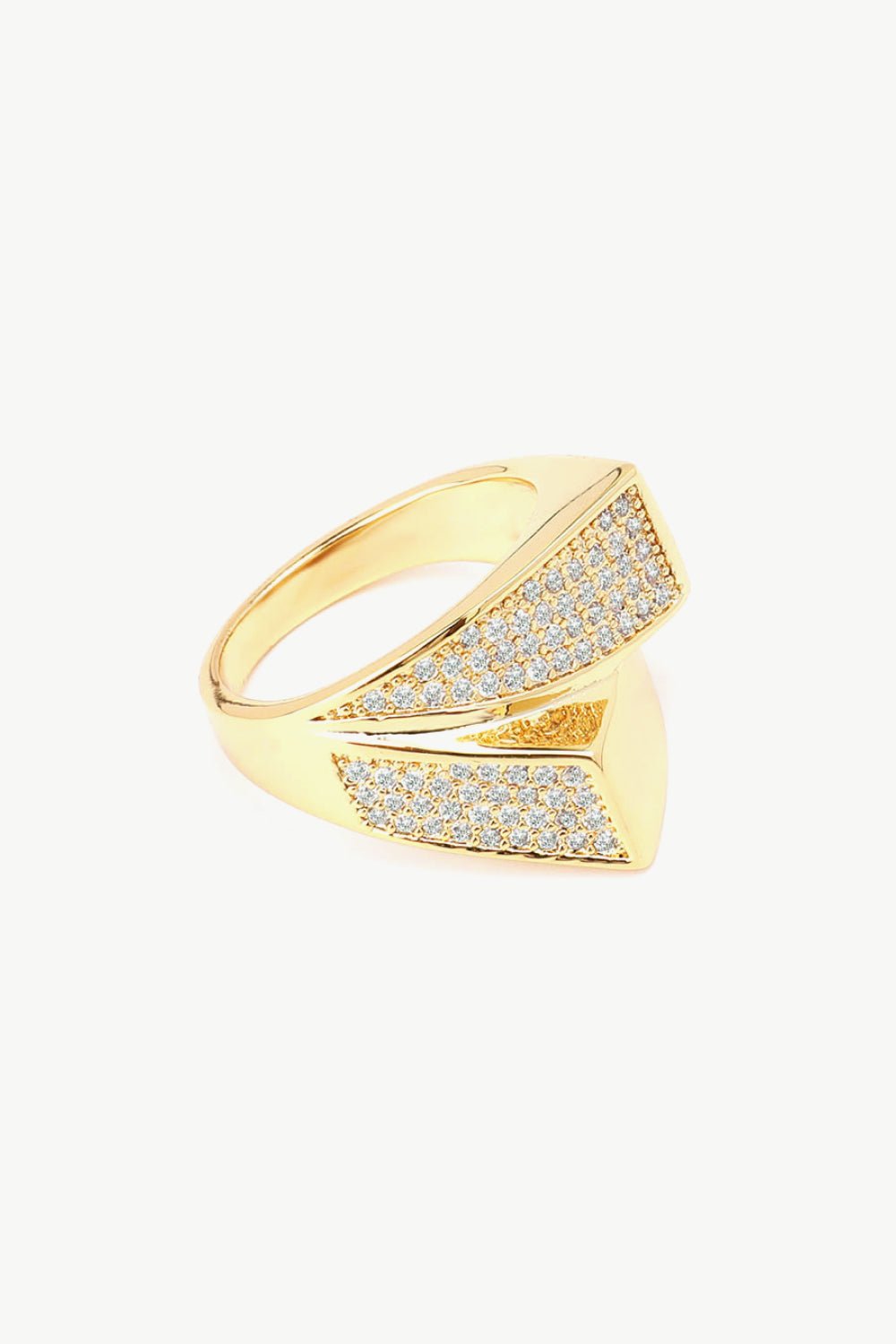 Cubic Zirconia Gold-Plated Asymmetrical Ring - Shah S. Sahota