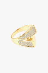 Cubic Zirconia Gold-Plated Asymmetrical Ring - Shah S. Sahota