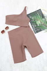 One-shoulder Sports Bra and Biker Shorts Set - Shah S. Sahota