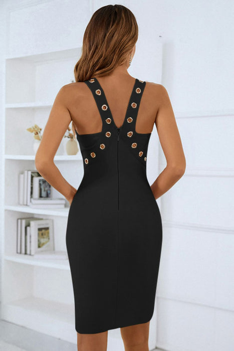 Grommet Detail Cutout Bandage Dress - Shah S. Sahota