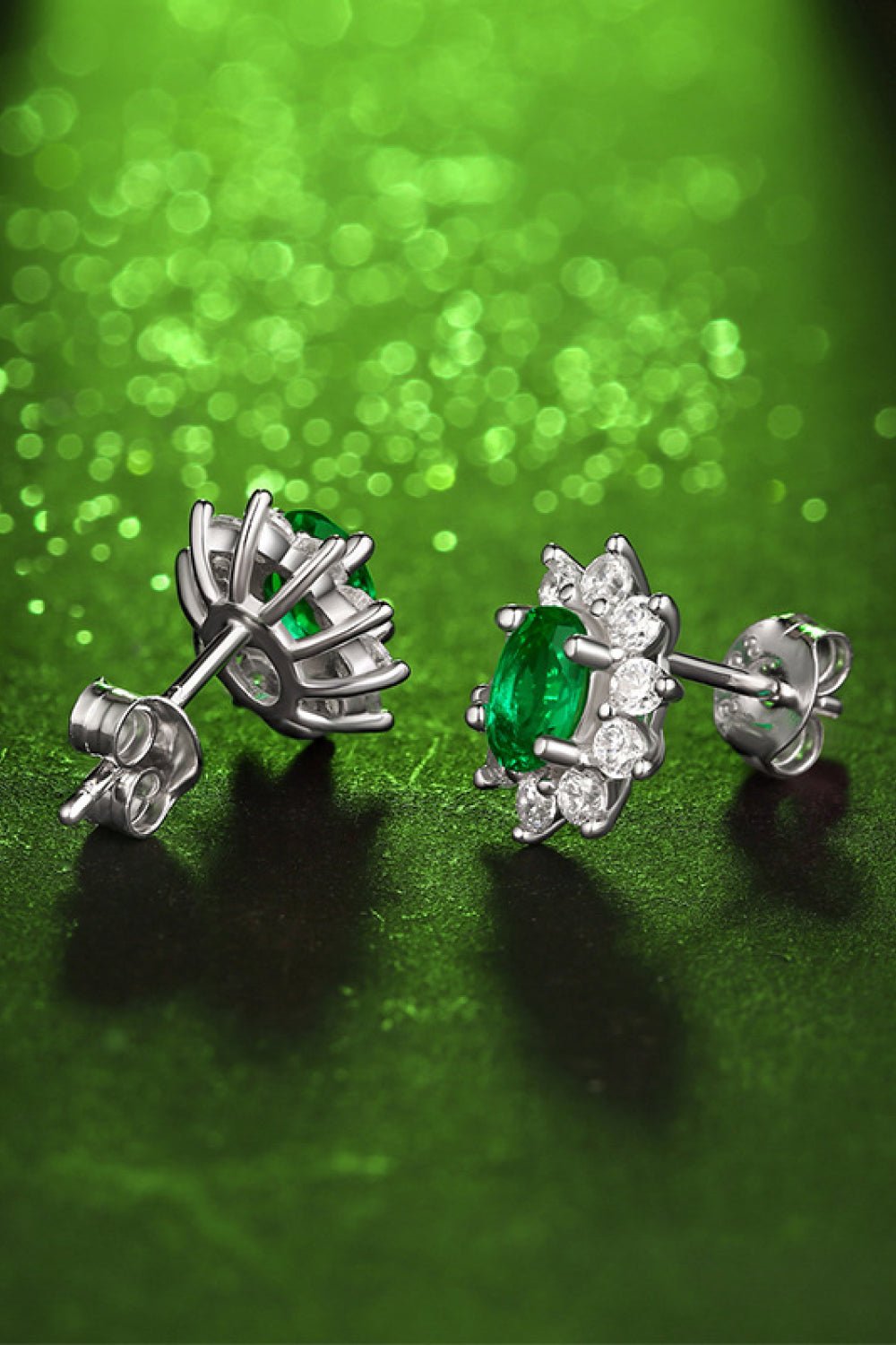 1 Carat Lab-Grown Emerald Stud Earrings - Shah S. Sahota