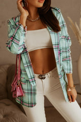 Lapel Long Sleeve Plaid Blaze - Shah S. Sahota