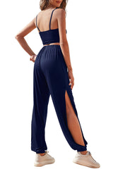 Cropped Cami and Side Split Joggers Set - Shah S. Sahota