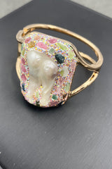 Random-Shape Natural Stone Brass Bracelet - Shah S. Sahota