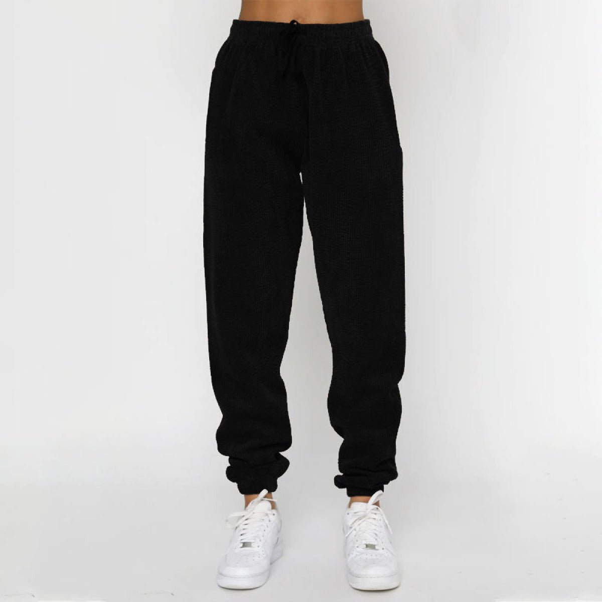 Corduroy Crew Neck Pullover Long Sleeve Sweatshirts & TiePants Two-Piece Sets - Shah S. Sahota