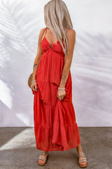 Spaghetti Strap Gathered Detail Tiered Dress - Shah S. Sahota