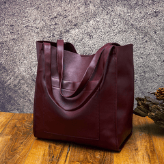 Retro Large Capacity Waxy Leather Tote Bag - Shah S. Sahota