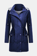 Drawstring Waist Flap Pocket Raincoat - Shah S. Sahota