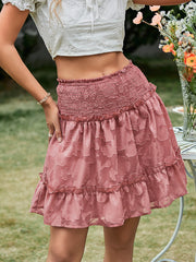 Applique Smocked Frill Trim Mini Skirt - Shah S. Sahota