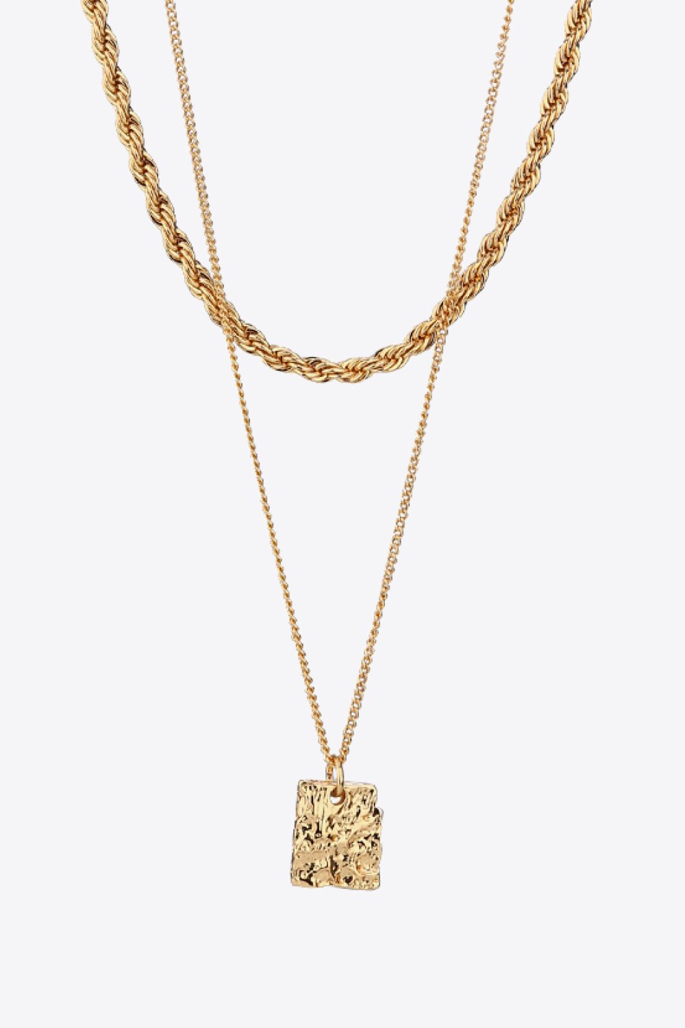 18K Gold Plated Double-Layered Twisted Pendant Necklace - Shah S. Sahota