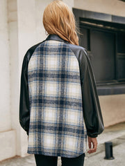 Plaid Button Down Raglan Sleeve Jacket - Shah S. Sahota