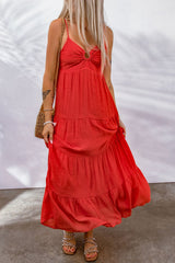 Spaghetti Strap Gathered Detail Tiered Dress - Shah S. Sahota