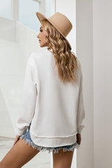 Side Slit Drop Shoulder Sweatshirt - Shah S. Sahota