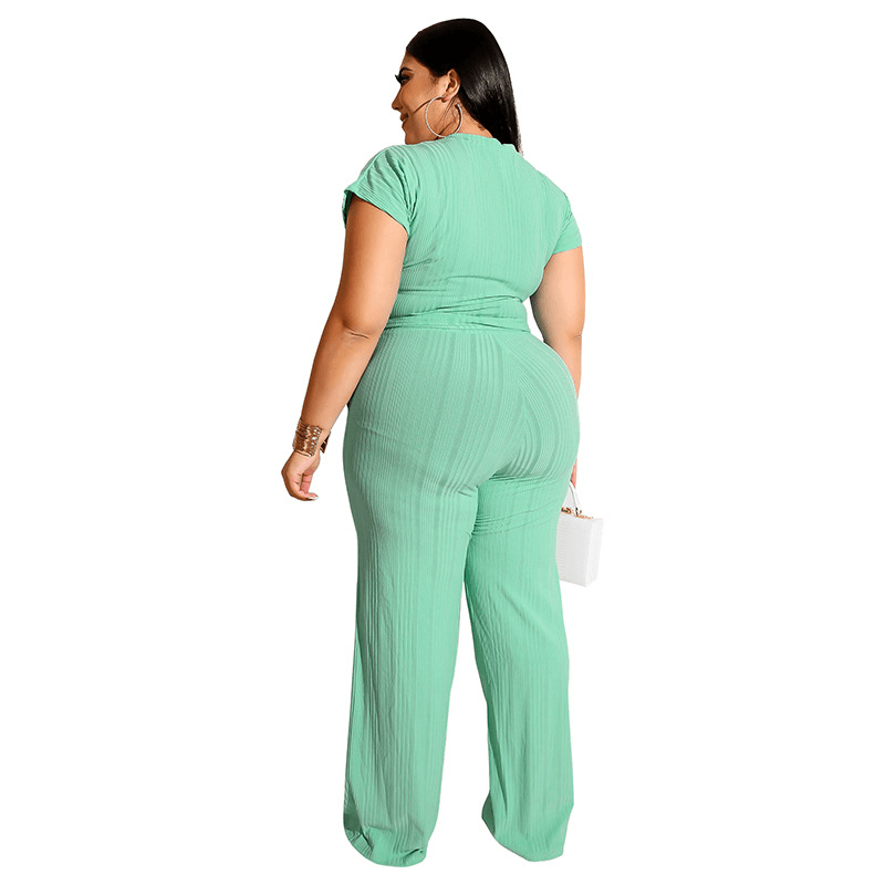 Women's Solid Color Belted Two Piece Set - Shah S. Sahota