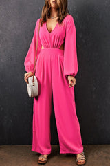 Balloon Sleeve Cutout Plunge Jumpsuit - Shah S. Sahota