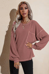 Contrast Stitching Waffle Top - Shah S. Sahota