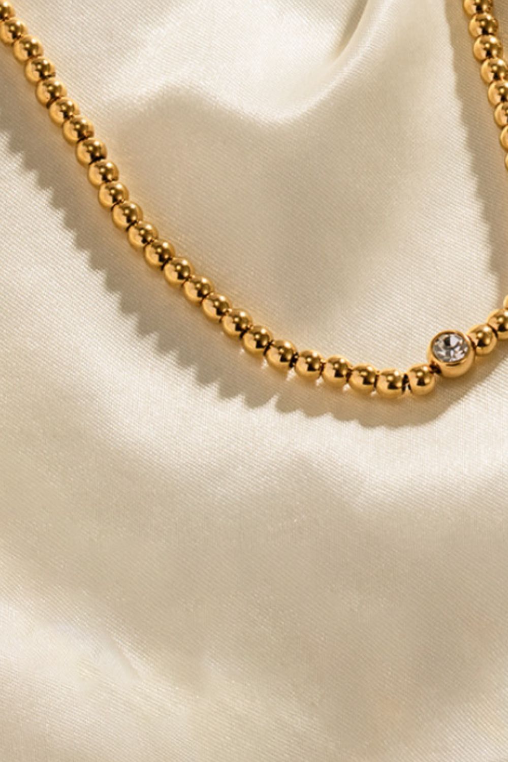 Inlaid Zircon Beaded Stainless Steel Necklace - Shah S. Sahota