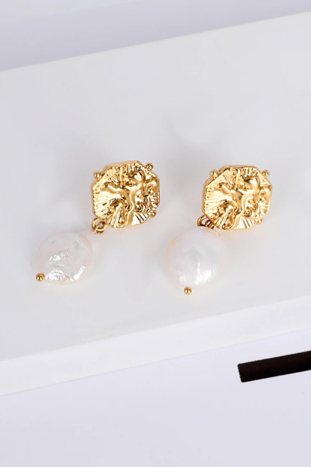 Gold-Plated Copper Pearl Drop Earrings - Shah S. Sahota