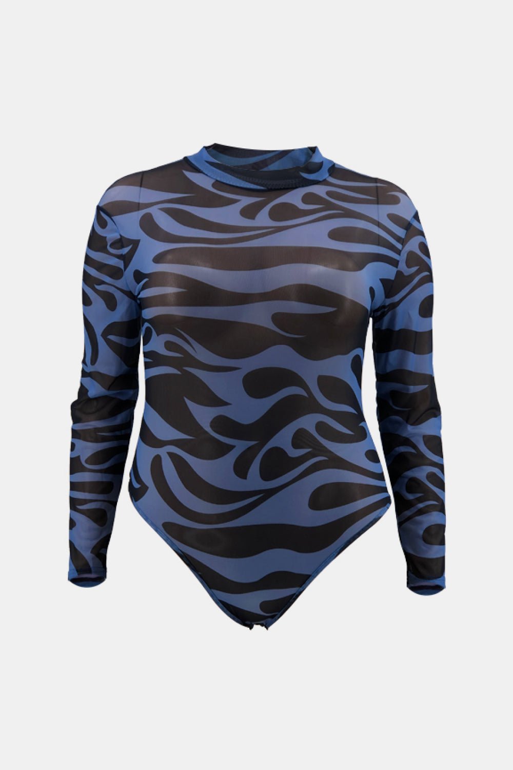 Full Size Abstract Print Mock Neck Bodysuit - Shah S. Sahota