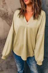 Button Detail Curved Hem Top - Shah S. Sahota