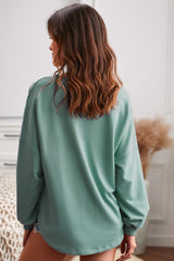 Button Detail Curved Hem Top - Shah S. Sahota
