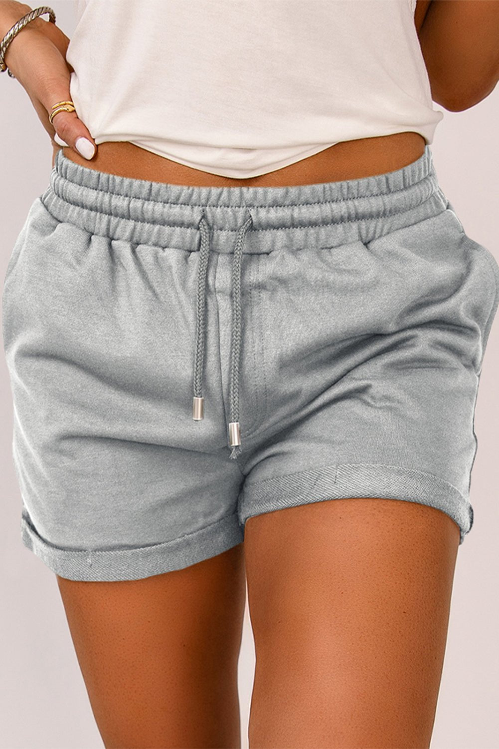 Drawstring Waist Cuffed Shorts - Shah S. Sahota