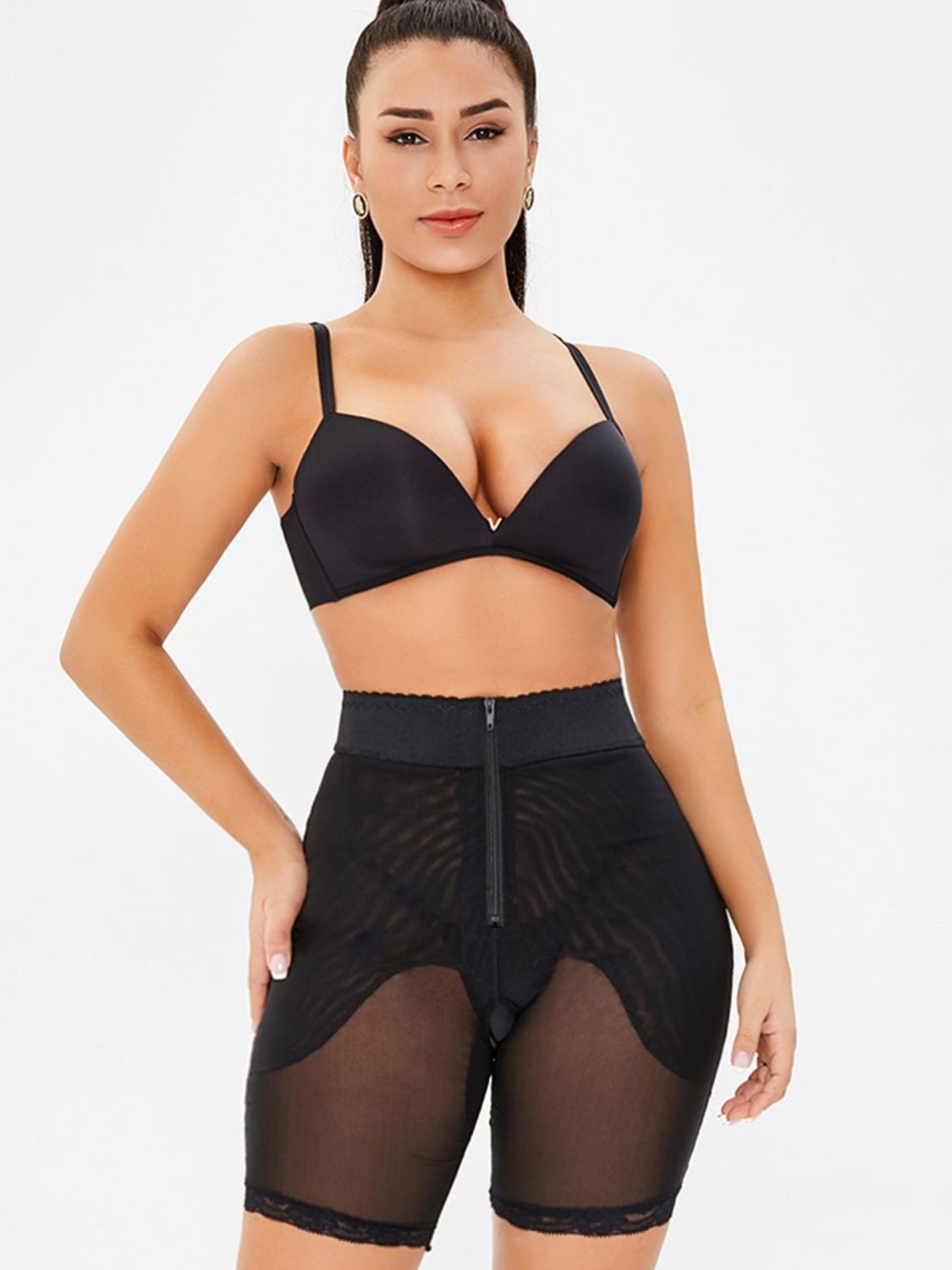 Full Size High-Waisted Lace Trim Shaping Shorts - Shah S. Sahota