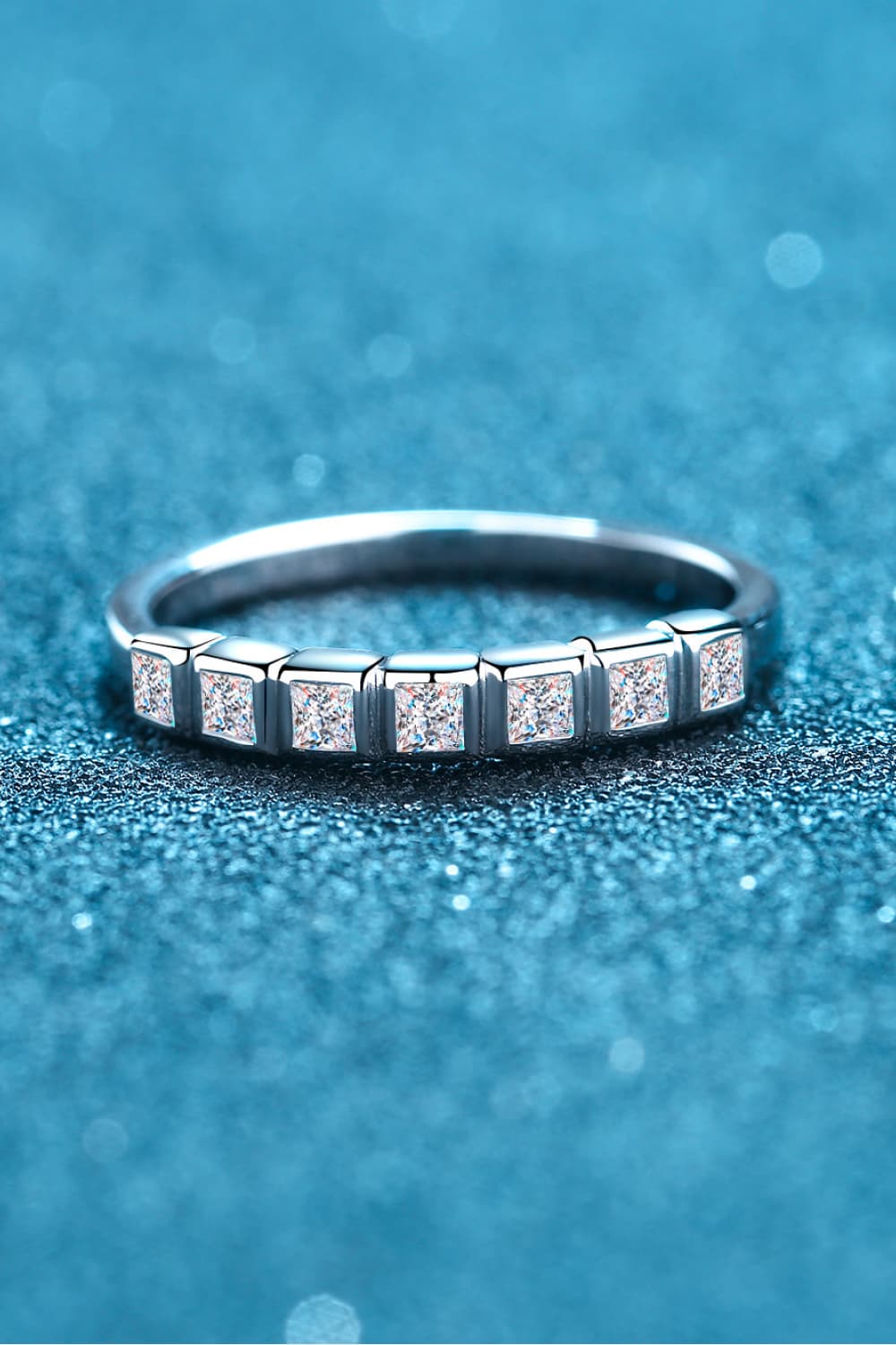 Moissanite Rhodium-Plated Half-Eternity Ring - Shah S. Sahota