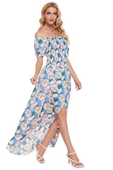 Floral Off-Shoulder Slit Maxi Dress - Shah S. Sahota