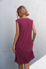V-Neck Frill Trim Sleeveless Dress - Shah S. Sahota