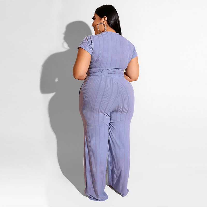 Women's Solid Color Belted Two Piece Set - Shah S. Sahota