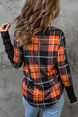 Plaid Color Block Long Sleeve Top - Shah S. Sahota