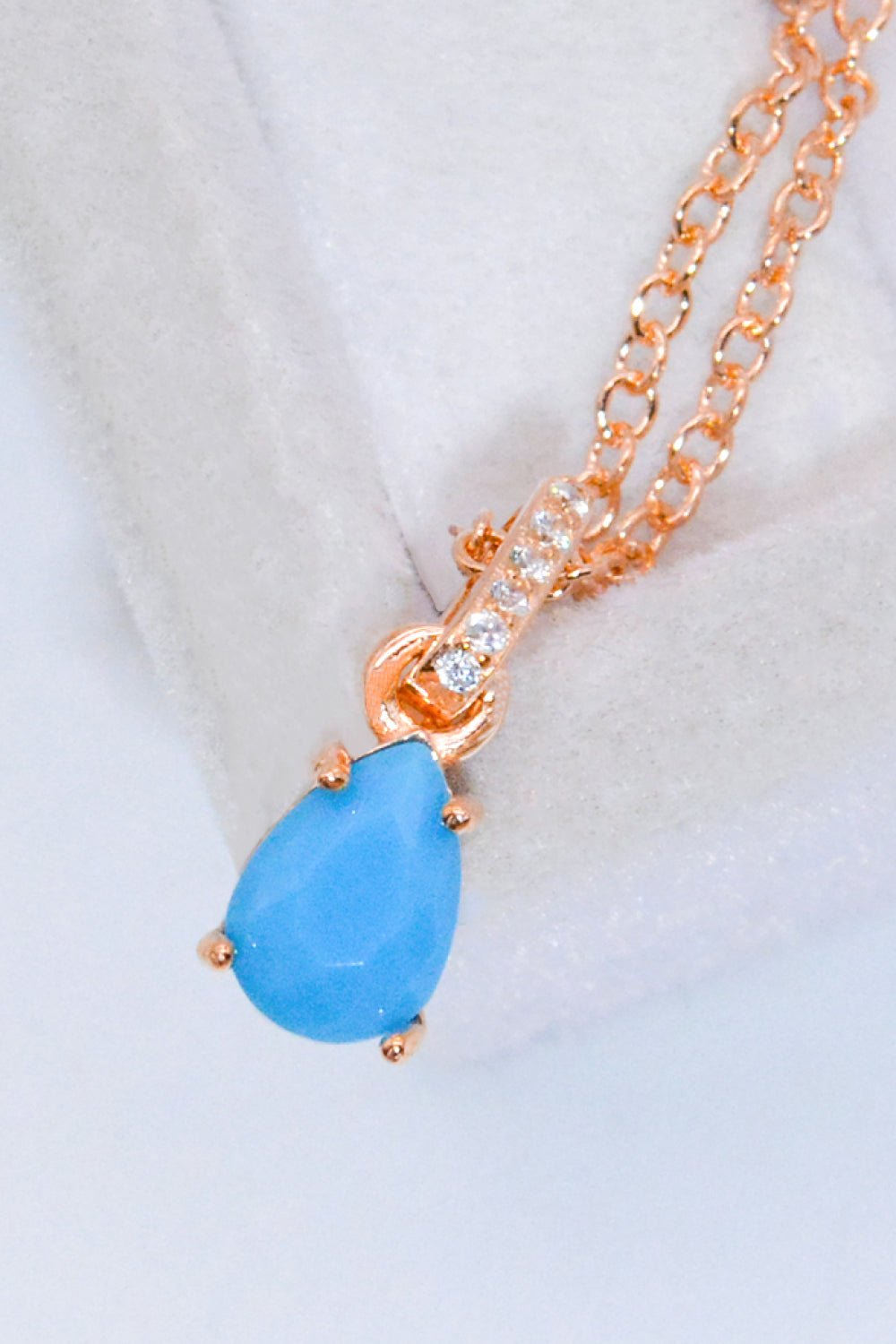 Teardrop Turquoise 4-Prong Pendant Necklace - Shah S. Sahota