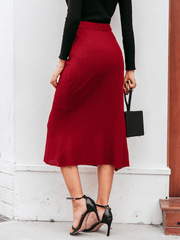 High Waist Pointelle Knit Skirt - Shah S. Sahota