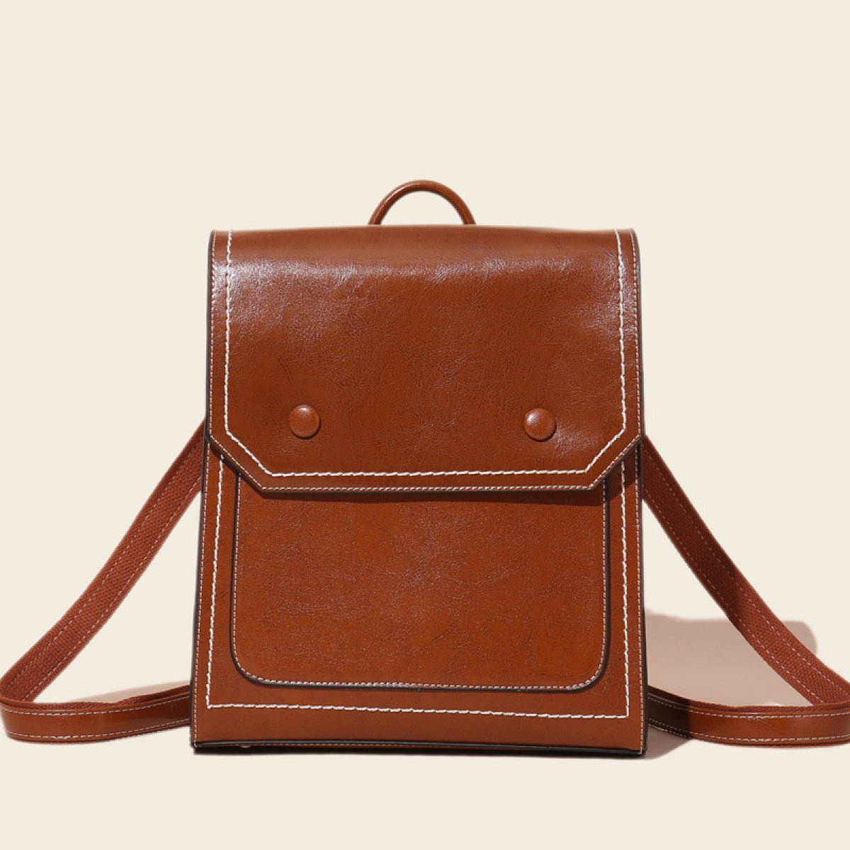 Retro Cover Type Oil Wax Leather Backpack - Shah S. Sahota