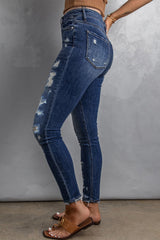 Distressed High Waist Skinny Jeans - Shah S. Sahota