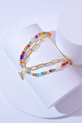 Multicolored Bead Double-Layered Charm Bracelet - Shah S. Sahota