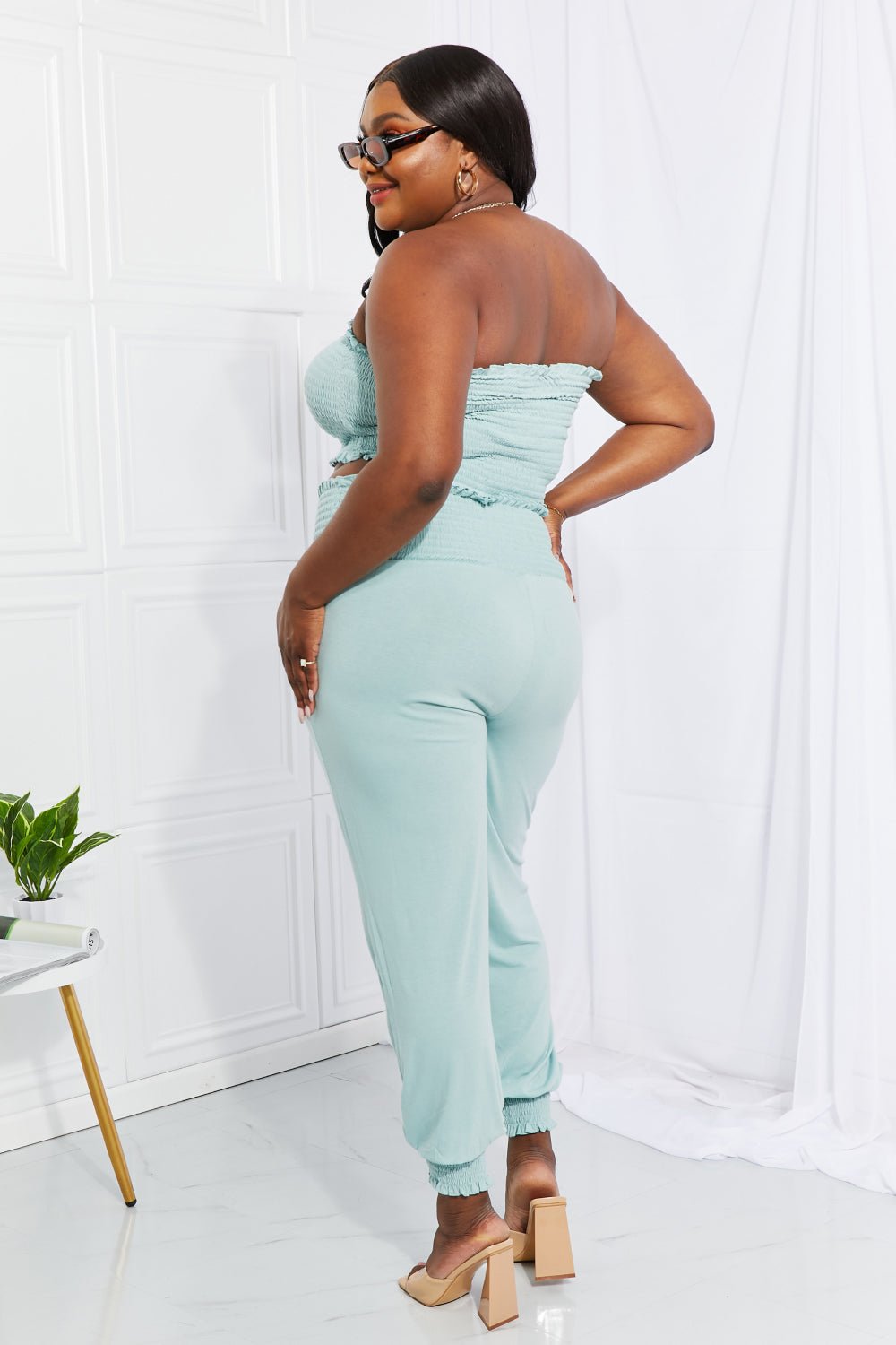 Zenana Full Size Stylish Comfort Smocked Tube Top & Joggers Set - Shah S. Sahota